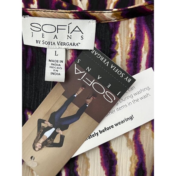 Sofia Jeans by Sofia Vergara Multi-colored Drape Knot Top NWT LARGE - Picture 13 of 16